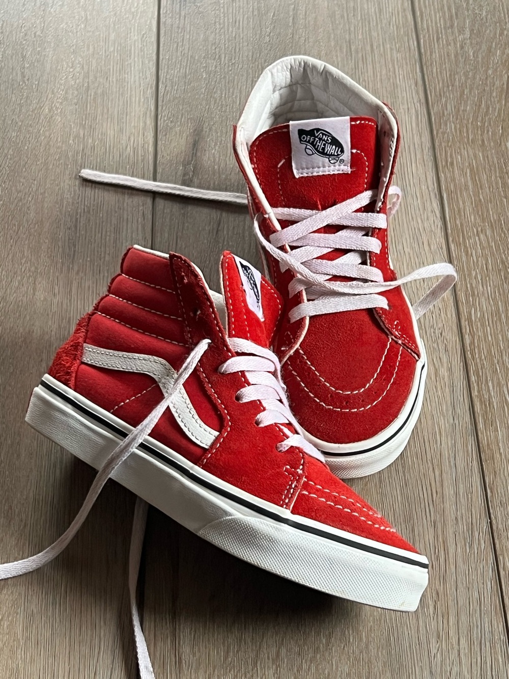 Vans Kids Red & White High-Top Skate Sneakers